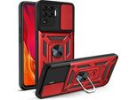 Oppo A94 4G Custodia Con Anello Magnetico Girevole A 360° Supporto Per Fotocamera Slide Protection Tpu Bumper Silicone Custodia Protettiva Per Oppo A94 4G Rosso