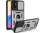 Xiaomi Poco M3 Pro 5G Custodia Con Anello, Supporto, Protezione Per Fotocamera, Paraurti In Tpu, Custodia In Silicone Per Xiaomi Poco M3 Pro 5G Argento
