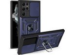 Galaxy S22 Ultra 5G Custodia Con Anello, Supporto, Protezione Fotocamera, Paraurti In Tpu, Custodia In Silicone Per Samsung Galaxy S22 Ultra 5G Blu