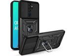 Oppo A9 2020 Custodia Con Anello Magnetico Girevole A 360° Supporto Per Fotocamera Slide Protection Tpu Bumper Silicone Custodia Protettiva Per Oppo A9 2020 / A5 2020 Nero