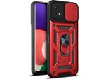 Galaxy A22 5G Custodia Con Anello Magnetico Girevole A 360° Supporto Per Fotocamera Slide Protezione Tpu Bumper Silicone Custodia Protettiva Per Samsung Galaxy A22 5G Rosso