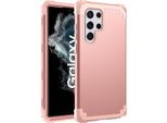 Custodia Per Samsung Galaxy S22 Ultra 5G Hybrid 3In1 Pc E Tpu Antiurto, Custodia Resistente Oro Rosa