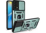 Oppo A74 4G Custodia Con Anello Magnetico Girevole A 360° Supporto Per Fotocamera Slide Protection Tpu Bumper Silicone Custodia Protettiva Per Oppo A74 4G Verde