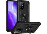 Custodia Per Oppo F19 Pro+ 5G/A94 5G/A95 5G / Reno5 Z A Doppio Strato Robusta, Protezione Militare Con Supporto Ad Anello E Supporto Nero