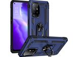 Custodia Per Oppo F19 Pro+ 5G/A94 5G/A95 5G / Reno5 Z A Doppio Strato Robusta, Protezione Militare Con Supporto Ad Anello E Supporto Blu