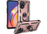 Custodia Per Oppo A94 4G/Reno5 F/F19 Pro/Reno5 Lite A Doppio Strato Robusta, Protezione Militare Con Supporto Ad Anello E Supporto Rosa