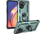 Custodia Per Oppo A94 4G/Reno5 F/F19 Pro/Reno5 Lite A Doppio Strato Robusta, Protezione Militare Con Supporto Ad Anello E Supporto Verde
