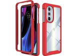 Motorola Edge 30 Pro Case, Hybrid Transparent Back Rugged Tpu Bumper Antiscivolo Custodia Protettiva Completa Per Motorola Edge 30 Pro Rosso
