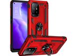 Custodia Per Oppo F19 Pro+ 5G/A94 5G/A95 5G / Reno5 Z A Doppio Strato Robusta, Protezione Militare Con Supporto Ad Anello E Supporto Rosso