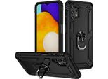 Custodia Per Samsung Galaxy A13 4G A Doppio Strato Robusta, Protezione Militare Con Supporto Ad Anello E Supporto Nero