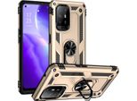 Custodia Per Oppo F19 Pro+ 5G/A94 5G/A95 5G / Reno5 Z A Doppio Strato Robusta, Protezione Militare Con Supporto Ad Anello E Supporto Oro