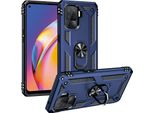 Custodia Per Oppo A94 4G/Reno5 F/F19 Pro/Reno5 Lite Doppio Strato Robusto, Protezione Militare Con Supporto Ad Anello E Supporto Blu