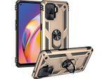 Custodia Per Oppo A94 4G/Reno5 F/F19 Pro/Reno5 Lite A Doppio Strato Robusta, Protezione Militare Con Supporto Ad Anello E Supporto Oro