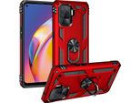 Custodia Per Oppo A94 4G/Reno5 F/F19 Pro/Reno5 Lite Doppio Strato Robusto, Protezione Militare Con Supporto Ad Anello E Supporto Rosso