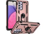 Custodia Per Samsung Galaxy A33 5G A Doppio Strato Robusta, Protezione Militare Con Supporto Ad Anello E Supporto Rosa