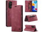Custodia Redmi Note 11S, Custodia Retrò In Finto Cuoio, Supporto E Custodia Protettiva Per Xiaomi Redmi Note 11 4G / Note 11S Rosso