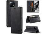 Xiaomi Mi 11 Case, Retro Custodia In Finto Cuoio, Stand E Custodia Protettiva Per Xiaomi Mi 11 Nero