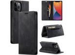 Iphone 12 / 12 Pro Custodia A Portafoglio, Retropoliuretanocustodia In Pelle Stand Custodia Protettiva Per Iphone 12 / Iphone 12 Pro Nero