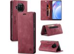 Xiaomi Mi 10T Lite Case, Retro Custodia In Finto Cuoio, Stand E Custodia Protettiva Per Xiaomi Mi 10T Lite Rosso
