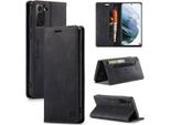Samsung Galaxy S21+ 5G Case, Retro Custodia In Finto Cuoio, Stand E Custodia Protettiva Per Samsung Galaxy S21 Plus 5G Nero