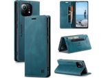 Xiaomi Mi 11 Case, Retro Custodia In Finto Cuoio, Stand E Custodia Protettiva Per Xiaomi Mi 11 Blu