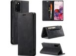 Samsung Galaxy S20 Custodia, Retro Custodia In Finto Cuoio, Stand E Custodia Protettiva Per Samsung Galaxy S20 Nero
