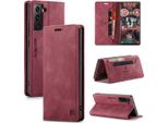 Galaxy S22 Plus 5G Wallet Case, Retropoliuretanoleather Case Stand Protective Cover Per Samsung Galaxy S22 Plus 5G Red
