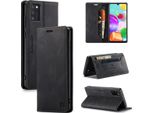 Samsung Galaxy A41 Custodia, Retro Custodia In Finto Cuoio, Stand E Custodia Protettiva Per Samsung Galaxy A41 Nero
