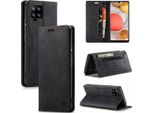 Samsung Galaxy A42 5G Case, Retro Custodia In Finto Cuoio, Stand E Custodia Protettiva Per Samsung Galaxy A42 5G Nero
