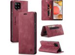 Samsung Galaxy A42 5G Case, Retro Custodia In Finto Cuoio, Stand E Custodia Protettiva Per Samsung Galaxy A42 5G Rosso
