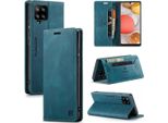 Samsung Galaxy A42 5G Case, Retro Custodia In Finto Cuoio, Stand E Custodia Protettiva Per Samsung Galaxy A42 5G Blu