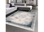 Tappeto Orientale In Lana - Effetto Sbiadito - Blu Dimensioni - 120X180 Cm
