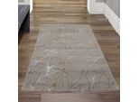 Tappeto Di Design Con Motivo Astratto A Nodi Lucidi Color Oro Dimensioni - 80 X 150 Cm