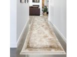 Tappeto Orientale In Lana - Effetto Sbiadito - Marrone Dimensioni - 80 X 300 Cm