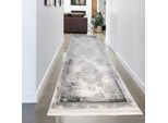 Tappeto Orientale In Lana - Effetto Sfumato - Grigio Dimensioni - 80 X 300 Cm