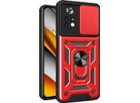 Xiaomi Poco X4 Pro 5G Custodia Con Anello Stand Holder Slide Camera Protection Tpu Bumper Silicone Case Per Xiaomi Poco X4 Pro 5G Rosso