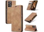 Custodia Galaxy A23 4G, Custodia Retrò In Finto Cuoio Con Funzione Stand Per Samsung Galaxy A23 4G Marrone