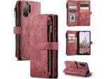 Custodia Galaxy A13 4G, Custodia In Finto Cuoio Con Cerniera, Chiusura Magnetica, Tasca Per Carte, Supporto, Portafoglio, Custodia Protettiva Per Samsung Galaxy A13 4G Rosso