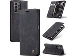 Custodia Galaxy A23 4G, Custodia Retrò In Finto Cuoio Con Funzione Stand Per Samsung Galaxy A23 4G Nero