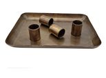Vassoio Portacandele In Metallo - Oro - Con 4 Portacandele Magnetici