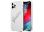 Guess Guhcp12Mktrsvsi Custodia Rigida Trasparente Per Iphone 12/12 Pro 6.1 Vintage Script Argento