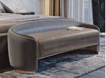 Casa Padrino Luxury Hotel Bench Grigio / Marrone / Oro 128 X 45 X H. 40 Cm - Arredo Alberghiero - Qualità Eccellente - Italy