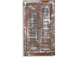 Specchio Da Parete In Legno 72 Cm Con Persiane Shabby Look Rustico Marrone