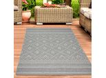 Tappeto In Sisal Per Interni Ed Esterni, Terrazza, Balcone, Soggiorno, Cucina, Disegno A Diamante A Zig Zag In Grigio, Dimensioni - 120 X 160 Cm