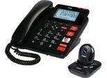 Fysic FX3960 - 'Schnurgebundenes Telefon mit Anrufbeantworter und kabellosem SOS Alarmsender, Schwarz