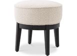 Sgabello Casa Padrino Color Crema/Nero Ø 45,5 X H. 47 Cm - Sgabello Rotondo Da Salotto - Sgabello Rotondo Moderno - Mobili