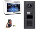 Videocitofono Ip Goliath: 7 Pollici Casa Bifamiliare, Rfid, Codice Numerico, Antracite : 7 Pollici In Bianco : Scatola Da Incasso : 4 Connessioni Poe Tramite:: 4 Selezione Monitor Poe: 7 Pollici In Bianco Scatola Di Montaggio Campanello: Scatola Da Incasso