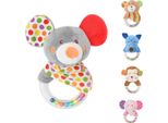 Lorelli Baby Rattle Soft Toy 13 Cm Sonaglio Anello Afferrare Giocattolo Coccolone Zona Rughe Grigio
