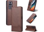 Redmi K50 Pro Case, Portafoglio Con Chiusura Magnetica E Stand, Custodia Flip In Pelle Per Xiaomi Redmi K50 / K50 Pro Coffee
