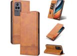 Redmi K50 Pro Custodia In Pelle, Flip Cover Wallet Case Chiusura Magnetica Stand Custodia Protettiva Per Xiaomi Redmi K50 / K50 Pro Marrone